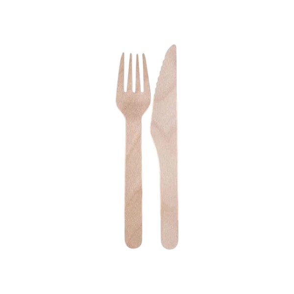 Ξύλινα Κουβέρ 16cm (Μαχαίρι-Πιρούνι-Χαρτοπετσέτα)
