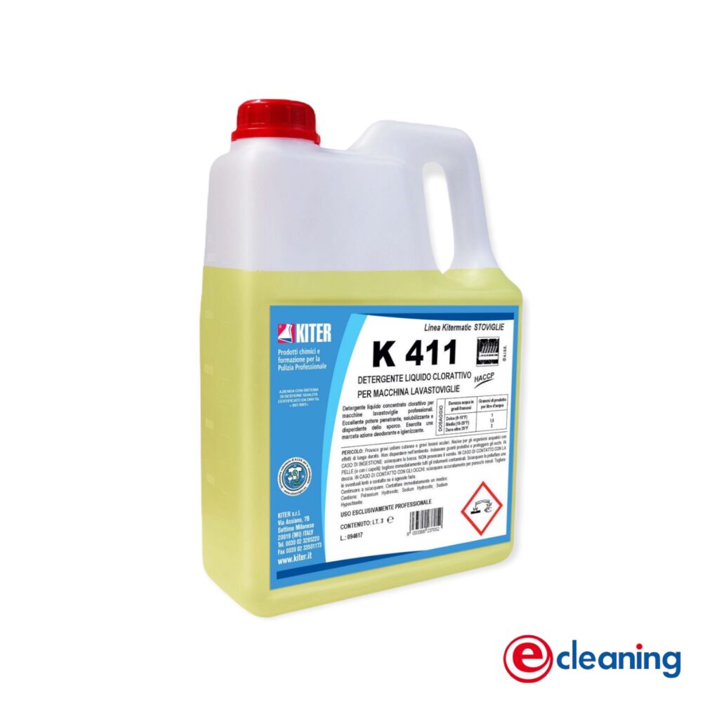 K411 3L Υγρό Πλυντηρίου Πιάτων Με Ενεργό Χλώριο